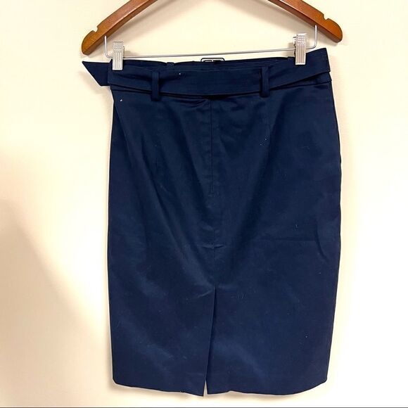 - J. CREW Sateen Belted Pencil Skirt Navy Size 4 - Picture 7 of 7